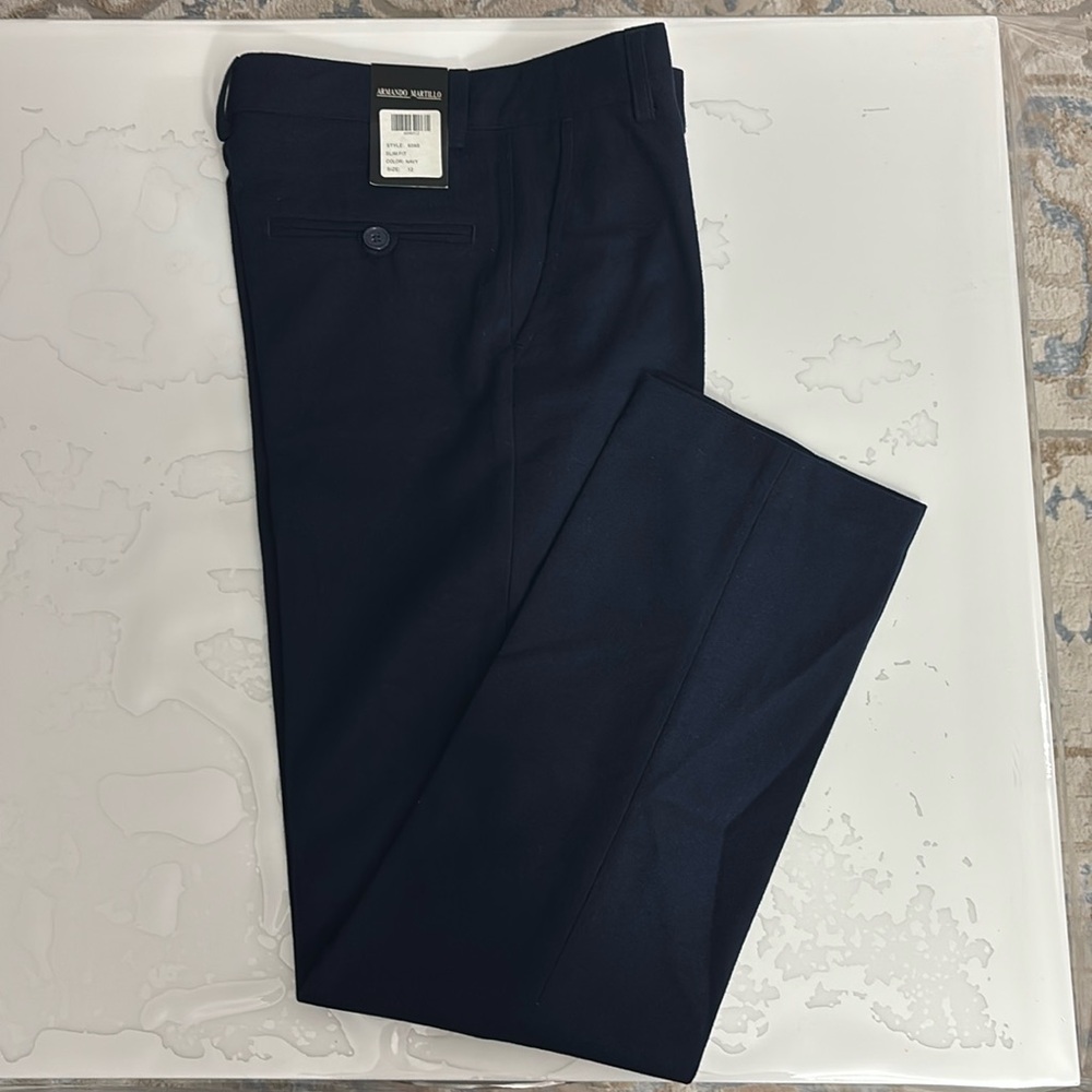 Armando Martillo Boys Slim Fit Dress Pants Navy Size 12 NWT